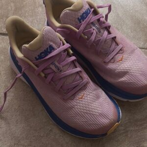 Hoka Pink and Blue Athletic Shoes with Cushioned Midsole